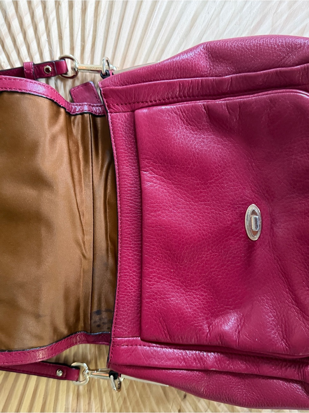 Coach Raspberry Leather Turnlock Satchel - Picture 4 of 7